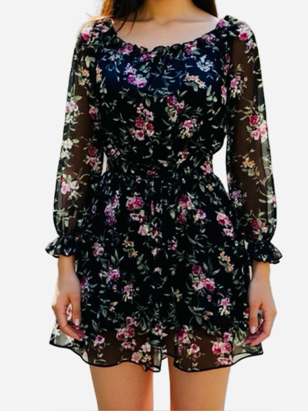 NEW Corset Style Long Sleeve Floral Sheer Sleeve Dress Size M Forever 21 NWOT